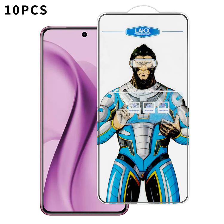 For vivo V60e 10pcs Blue Gorilla Anti-fingerprint Anti-static Silk Screen HD Electroplated Tempered Glass Film