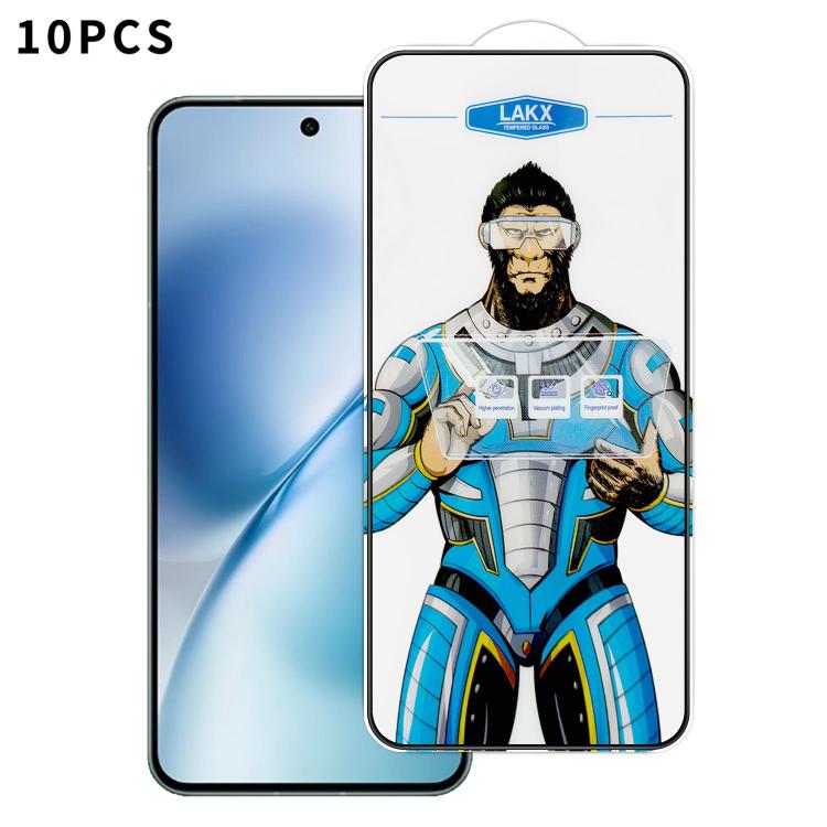 For vivo X200s 10pcs Blue Gorilla Anti-fingerprint Anti-static Silk Screen HD Electroplated Tempered Glass Film