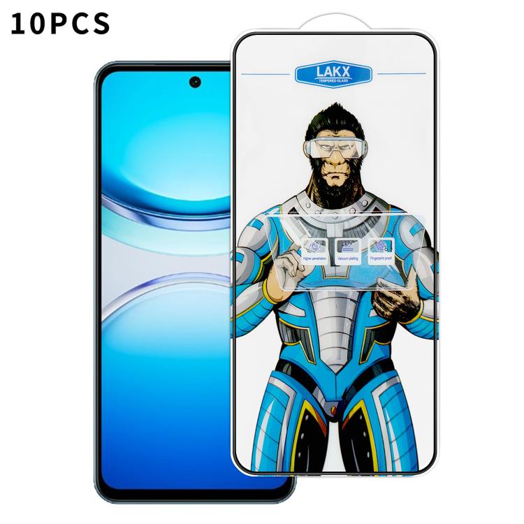 For vivo Y300t 10pcs Blue Gorilla Anti-fingerprint Anti-static Silk Screen HD Electroplated Tempered Glass Film