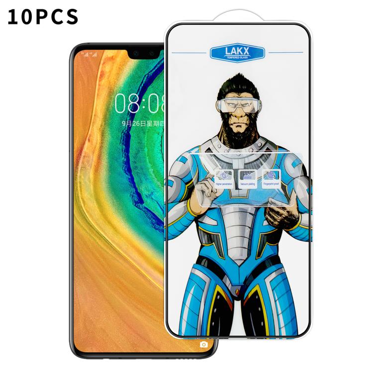 For Huawei Mate 30 10pcs Blue Gorilla Anti-fingerprint Anti-static Silk Screen HD Electroplated Tempered Glass Film