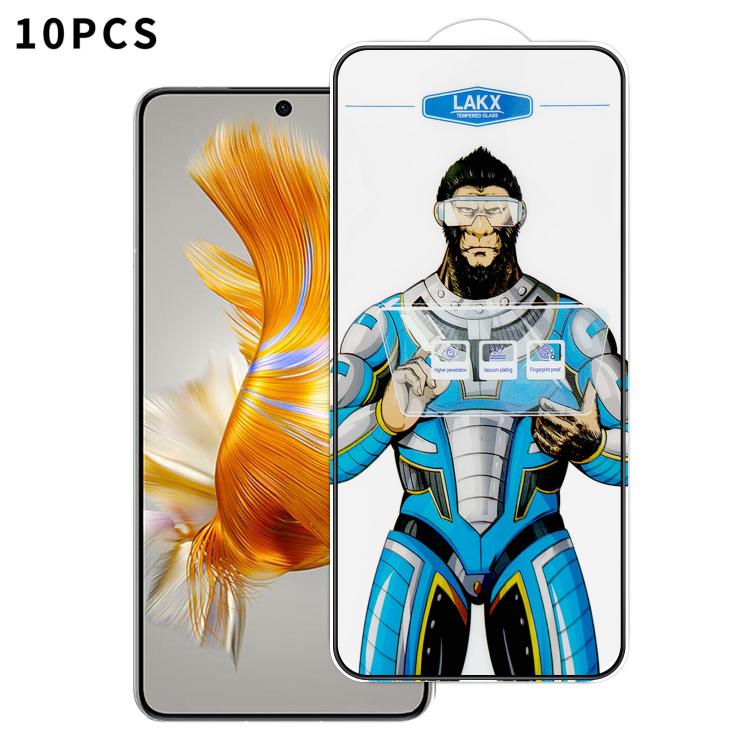 For Huawei Mate 50 10pcs Blue Gorilla Anti-fingerprint Anti-static Silk Screen HD Electroplated Tempered Glass Film