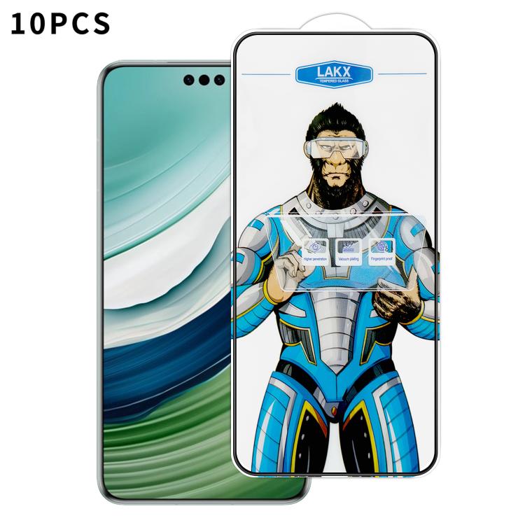 For Huawei Mate 60 10pcs Blue Gorilla Anti-fingerprint Anti-static Silk Screen HD Electroplated Tempered Glass Film