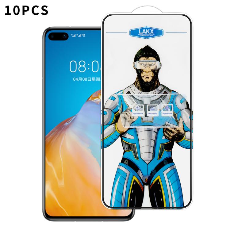 For Huawei P40 10pcs Blue Gorilla Anti-fingerprint Anti-static Silk Screen HD Electroplated Tempered Glass Film