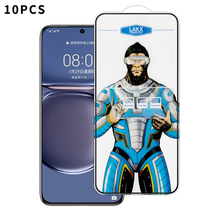 For Huawei P50 10pcs Blue Gorilla Anti-fingerprint Anti-static Silk Screen HD Electroplated Tempered Glass Film