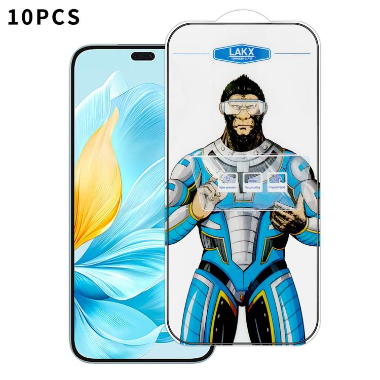 For Honor 200 Lite Global 10pcs Blue Gorilla Anti-fingerprint Anti-static Silk Screen HD Electroplated Tempered Glass Film