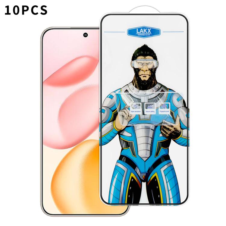 For Honor 400 Global 156.5mm 10pcs Blue Gorilla Anti-fingerprint Anti-static Silk Screen HD Electroplated Tempered Glass Film