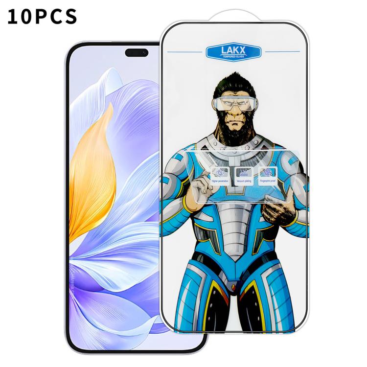 For Honor X60i 10pcs Blue Gorilla Anti-fingerprint Anti-static Silk Screen HD Electroplated Tempered Glass Film
