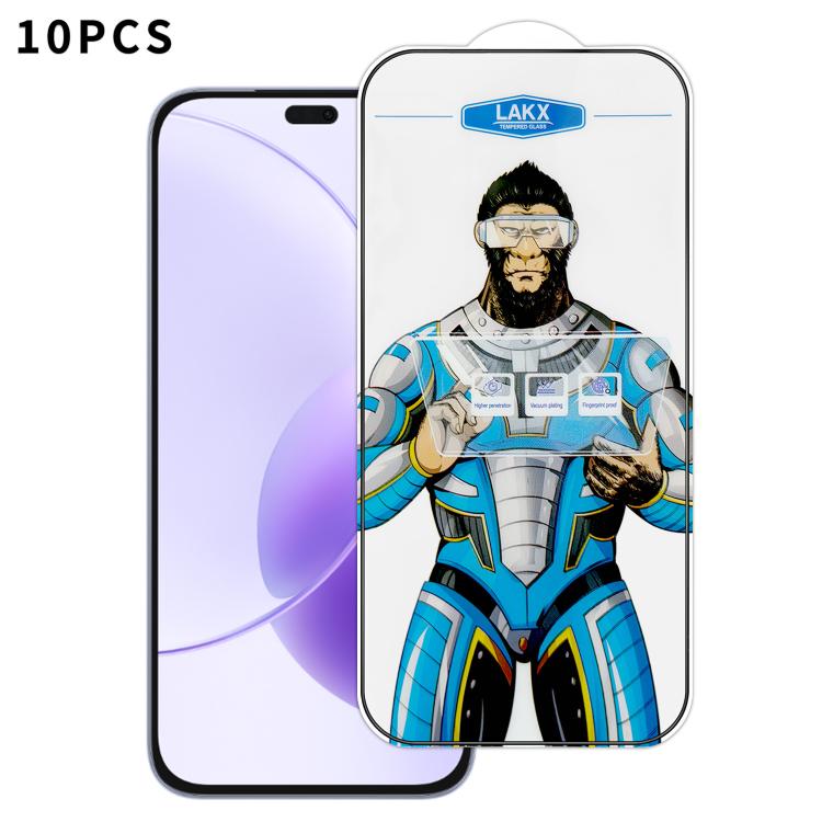 For Honor X70i 10pcs Blue Gorilla Anti-fingerprint Anti-static Silk Screen HD Electroplated Tempered Glass Film