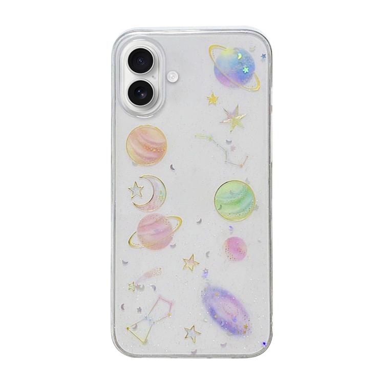 For iPhone 17 Cosmic Star Glitter Epoxy TPU Phone Case - Transparent