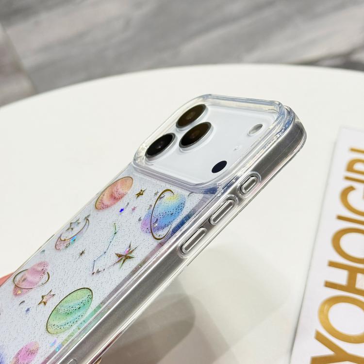 For iPhone 17 Pro Cosmic Star Glitter Epoxy TPU Phone Case - Transparent