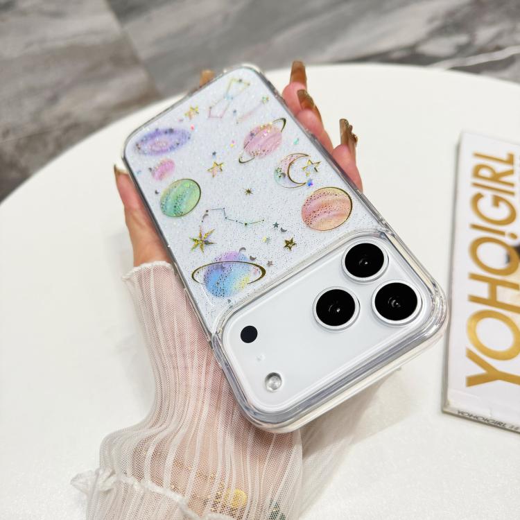 For iPhone 17 Pro Cosmic Star Glitter Epoxy TPU Phone Case - Transparent