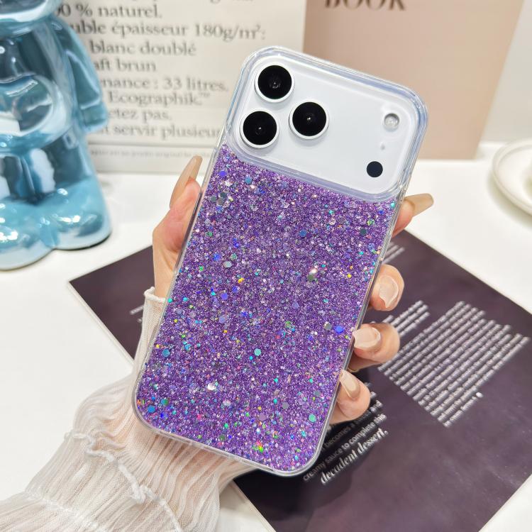 For iPhone 17 Pro Max Glitter Sequins Epoxy TPU Phone Case