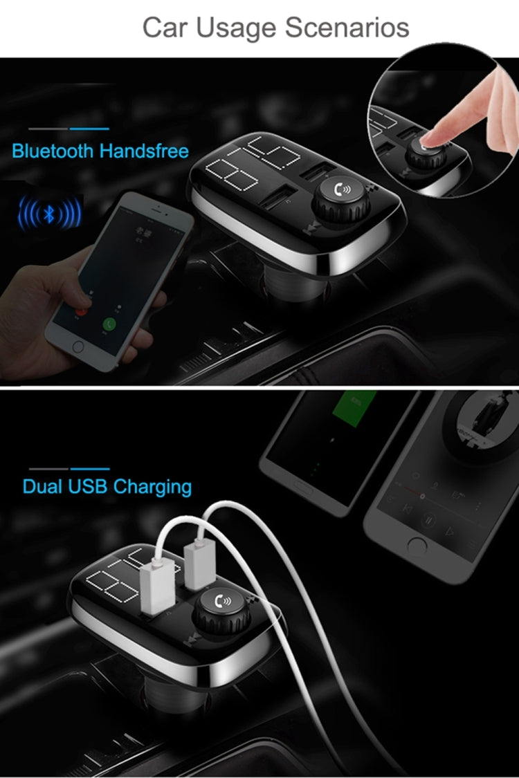 BT74 Car Bluetooth MP3 Music Player Digital Large Screen FM Transmitter Handsfree Call Dual USB Car MP3 Player