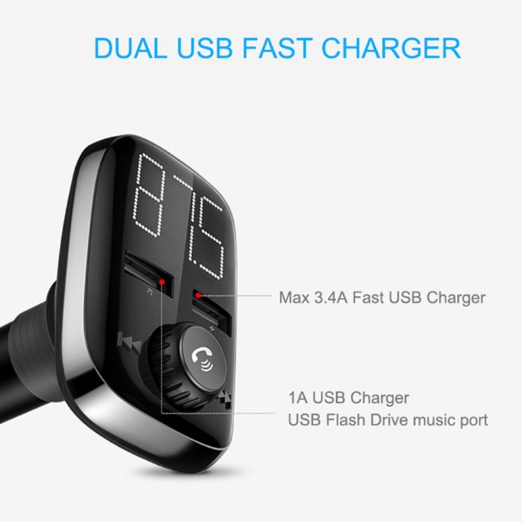 BT74 Car Bluetooth MP3 Music Player Digital Large Screen FM Transmitter Handsfree Call Dual USB Car MP3 Player