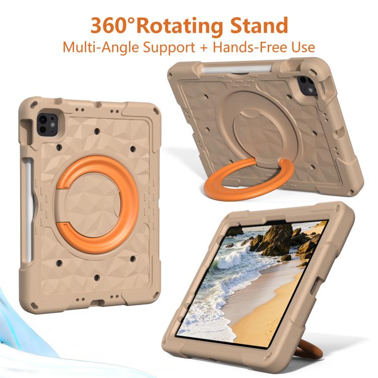 For iPad 2026 / 2025 / Air 11 2026 / 2025 Magic Ring Rotation Holder Shockproof Tablet Case with Shoulder Straps