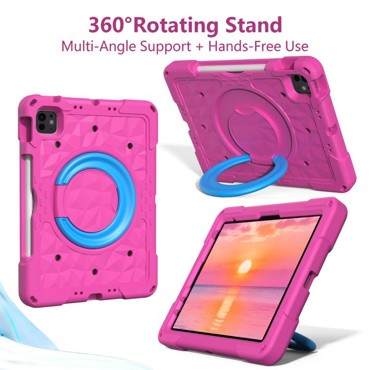 For iPad 2026 / 2025 / Air 11 2026 / 2025 Magic Ring Rotation Holder Shockproof Tablet Case with Shoulder Straps