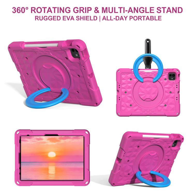 For iPad 2026 / 2025 / Air 11 2026 / 2025 Magic Ring Rotation Holder Shockproof Tablet Case with Shoulder Straps