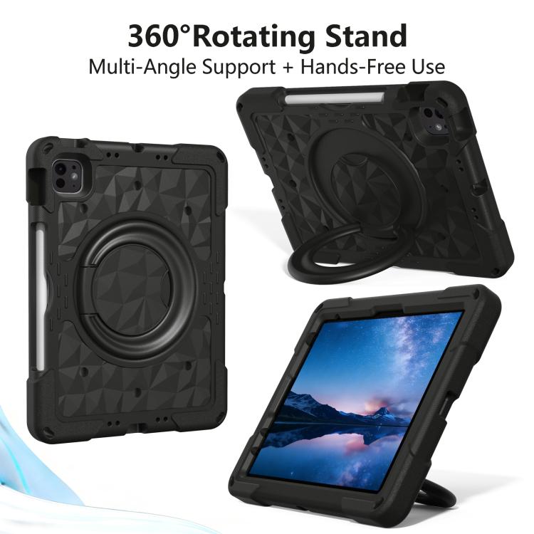 For iPad 2026 / 2025 / Air 11 2026 / 2025 Magic Ring Rotation Holder Shockproof Tablet Case with Shoulder Straps