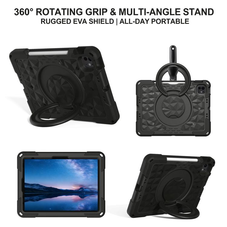 For iPad 2026 / 2025 / Air 11 2026 / 2025 Magic Ring Rotation Holder Shockproof Tablet Case with Shoulder Straps