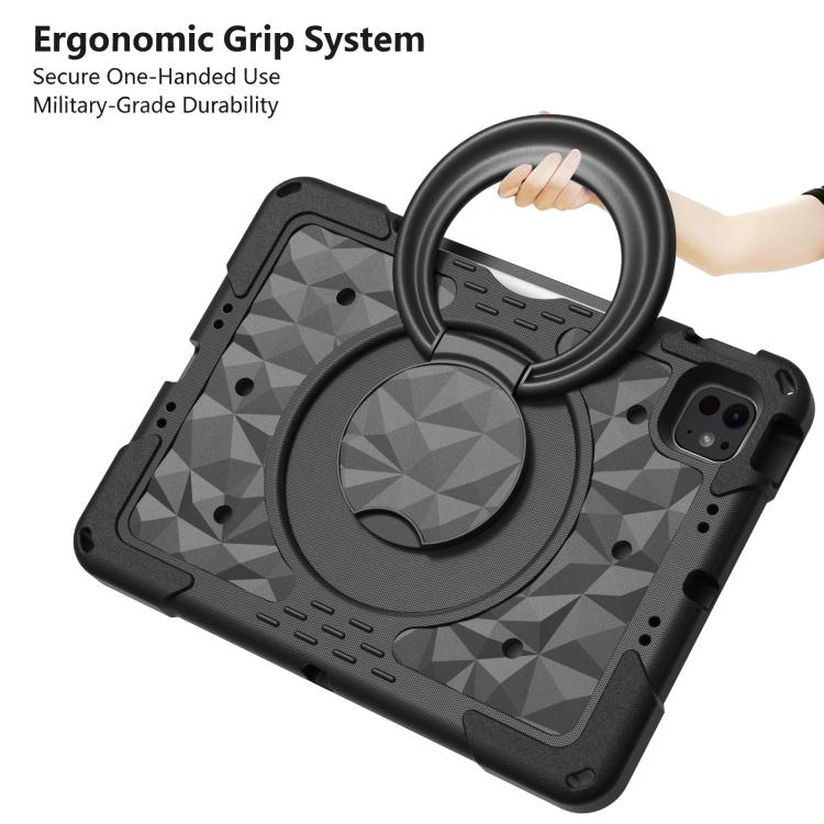 For iPad 2026 / 2025 / Air 11 2026 / 2025 Magic Ring Rotation Holder Shockproof Tablet Case with Shoulder Straps