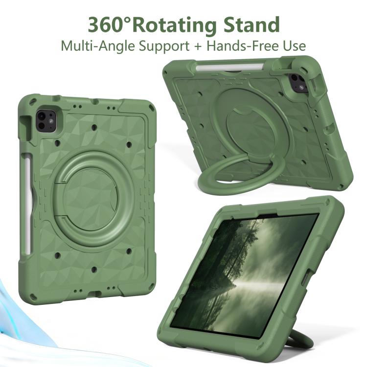 For iPad 2026 / 2025 / Air 11 2026 / 2025 Magic Ring Rotation Holder Shockproof Tablet Case with Shoulder Straps