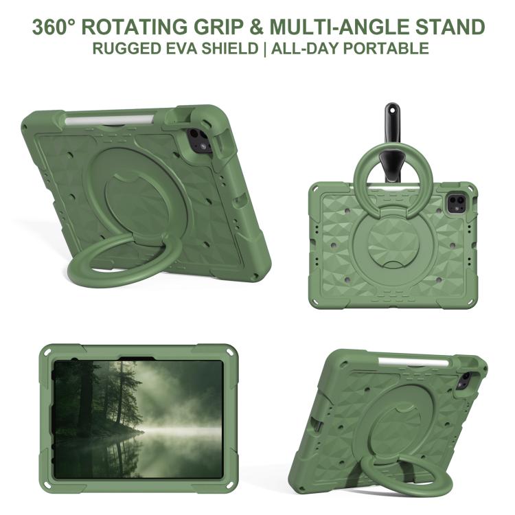 For iPad 2026 / 2025 / Air 11 2026 / 2025 Magic Ring Rotation Holder Shockproof Tablet Case with Shoulder Straps