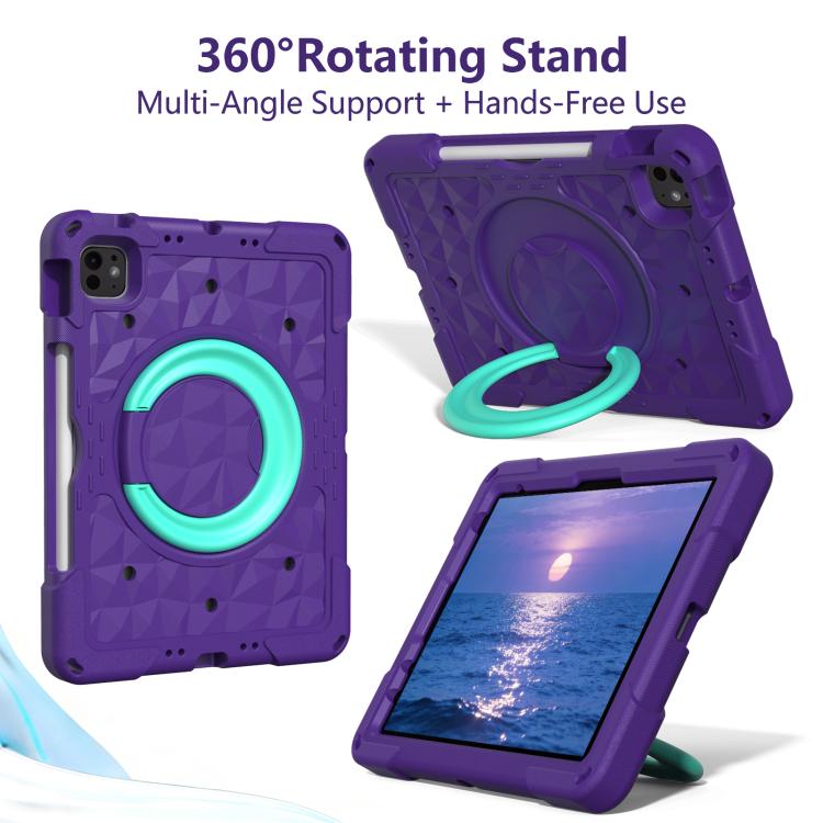 For iPad 2026 / 2025 / Air 11 2026 / 2025 Magic Ring Rotation Holder Shockproof Tablet Case with Shoulder Straps