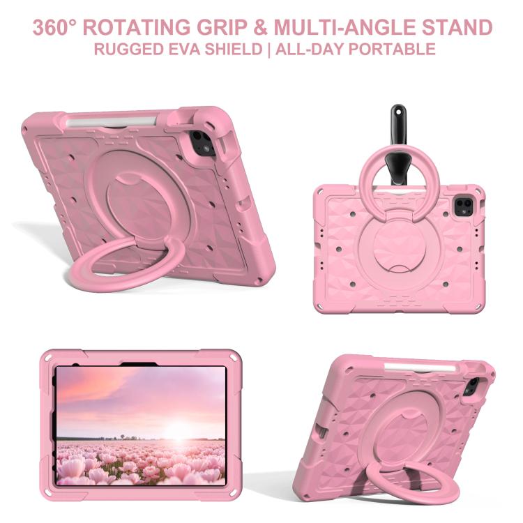For iPad 2026 / 2025 / Air 11 2026 / 2025 Magic Ring Rotation Holder Shockproof Tablet Case with Shoulder Straps