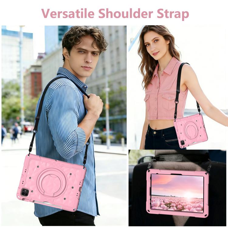 For iPad 2026 / 2025 / Air 11 2026 / 2025 Magic Ring Rotation Holder Shockproof Tablet Case with Shoulder Straps