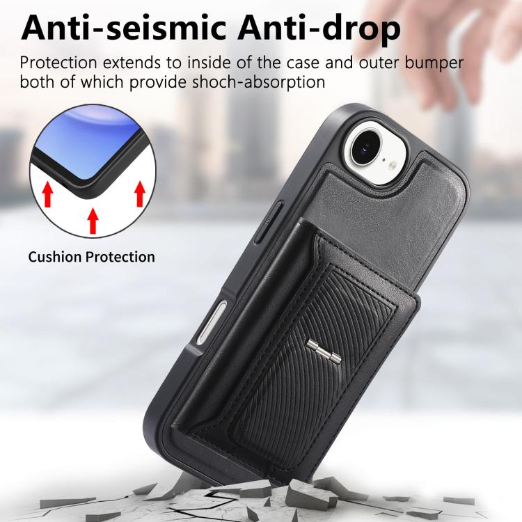 For iPhone 17e / 16e CaseNeo Retro Hinge Folding Wallet Magnetic Back Phone Case