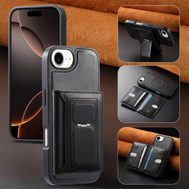 For iPhone 17e / 16e CaseNeo Retro Hinge Folding Wallet Magnetic Back Phone Case