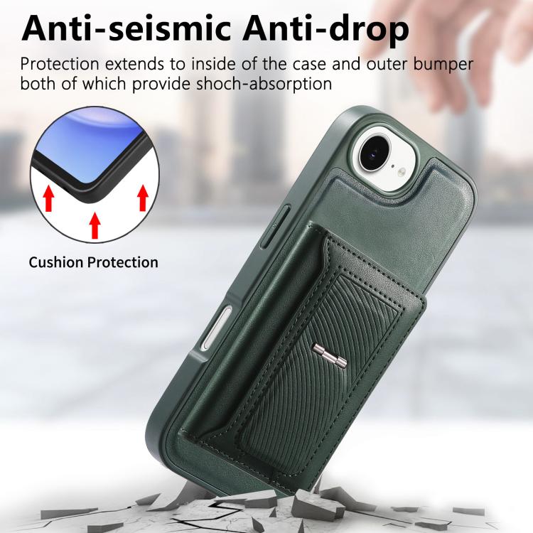 For iPhone 17e / 16e CaseNeo Retro Hinge Folding Wallet Magnetic Back Phone Case