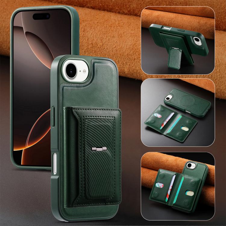 For iPhone 17e / 16e CaseNeo Retro Hinge Folding Wallet Magnetic Back Phone Case