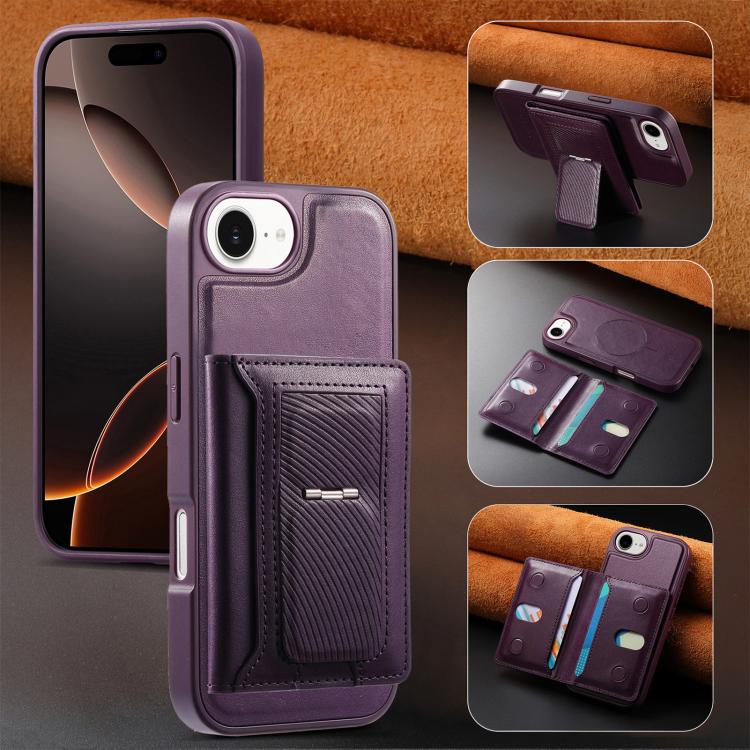 For iPhone 17e / 16e CaseNeo Retro Hinge Folding Wallet Magnetic Back Phone Case