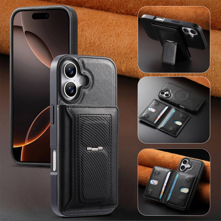 For iPhone 16 CaseNeo Retro Hinge Folding Wallet Magnetic Back Phone Case