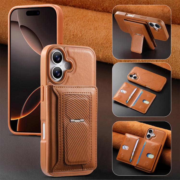 For iPhone 16 CaseNeo Retro Hinge Folding Wallet Magnetic Back Phone Case