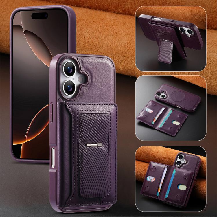 For iPhone 16 Plus CaseNeo Retro Hinge Folding Wallet Magnetic Back Phone Case