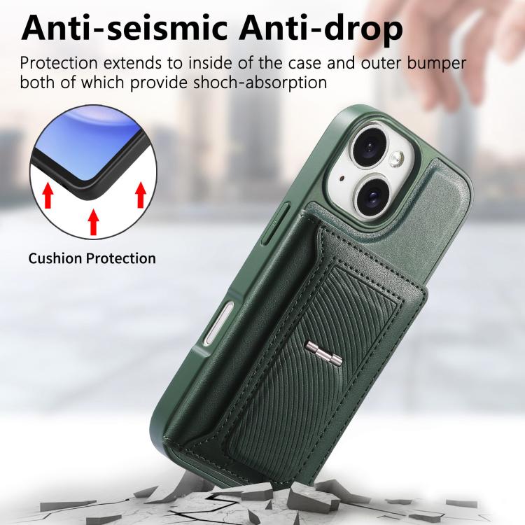 For iPhone 15 CaseNeo Retro Hinge Folding Wallet Magnetic Back Phone Case