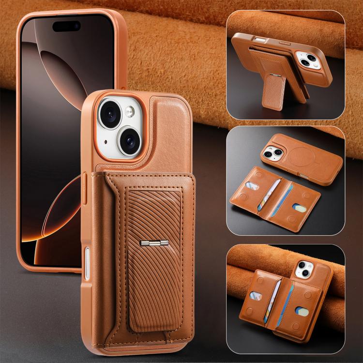 For iPhone 15 CaseNeo Retro Hinge Folding Wallet Magnetic Back Phone Case