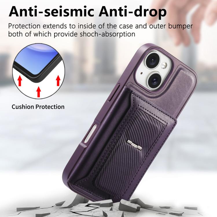 For iPhone 15 CaseNeo Retro Hinge Folding Wallet Magnetic Back Phone Case