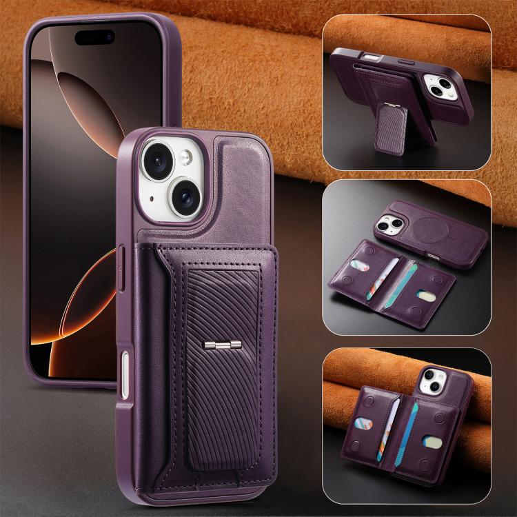 For iPhone 15 CaseNeo Retro Hinge Folding Wallet Magnetic Back Phone Case