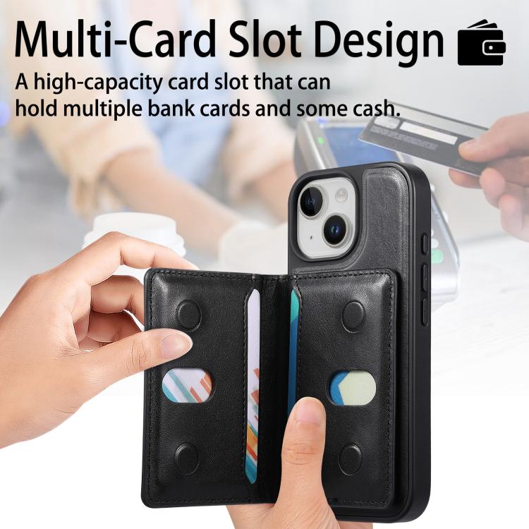 For iPhone 15 Plus CaseNeo Retro Hinge Folding Wallet Magnetic Back Phone Case