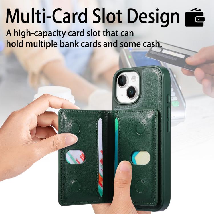 For iPhone 15 Plus CaseNeo Retro Hinge Folding Wallet Magnetic Back Phone Case