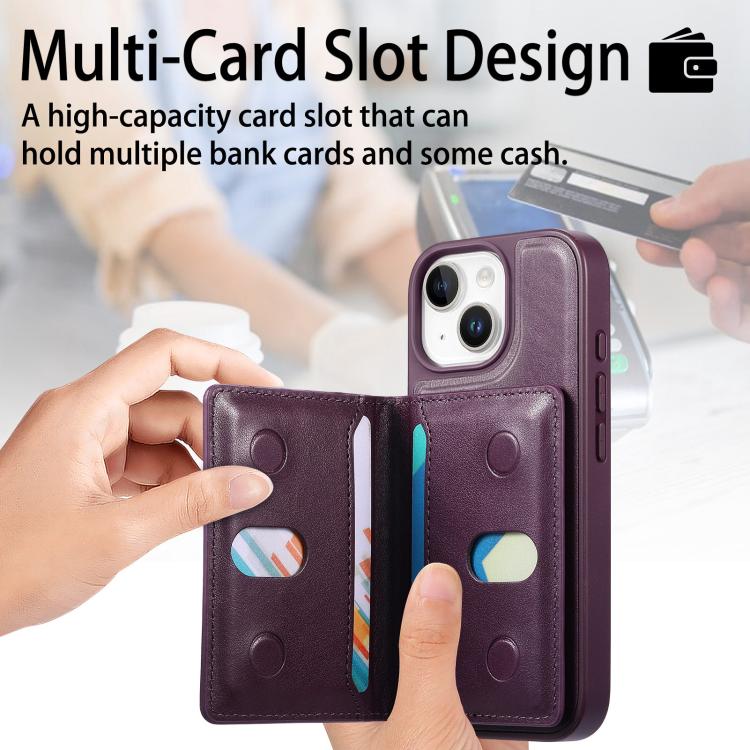 For iPhone 15 Plus CaseNeo Retro Hinge Folding Wallet Magnetic Back Phone Case