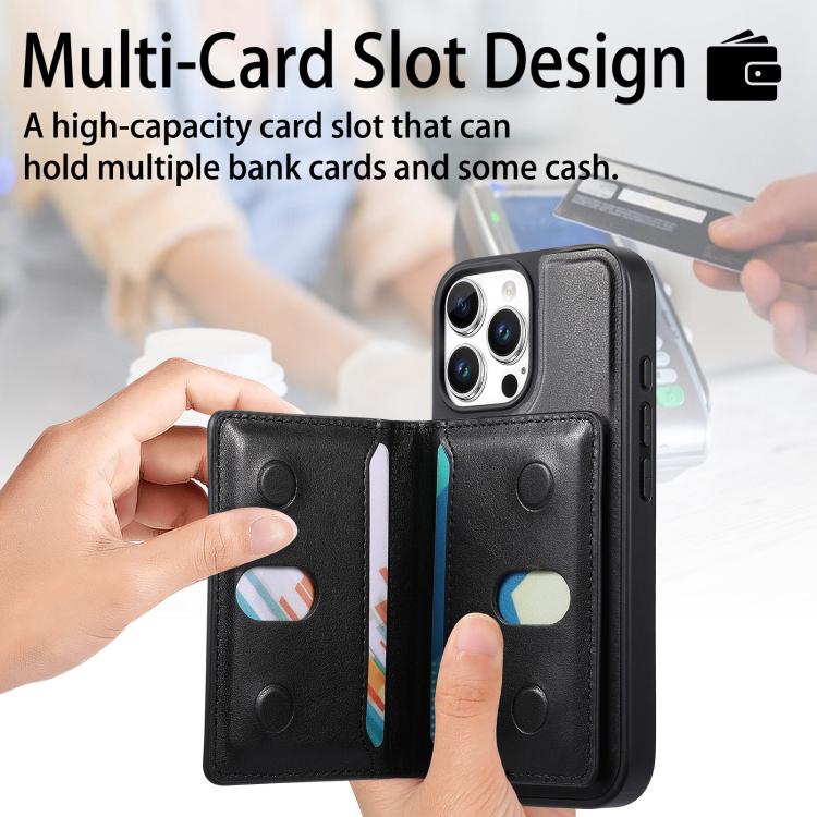 For iPhone 15 Pro CaseNeo Retro Hinge Folding Wallet Magnetic Back Phone Case