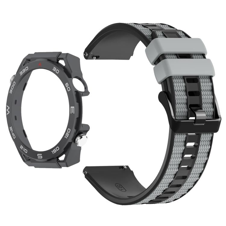 For Huawei Watch GT 4 46mm Spring Bar Style PC Watch Case Integrated Two Color Silicone Watch Band