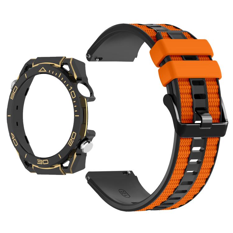 For Huawei Watch GT 6 Pro Spring Bar Style PC Watch Case Integrated Two Color Silicone Watch Band