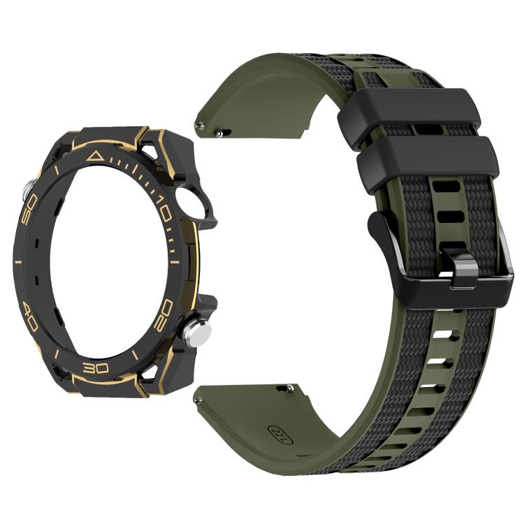 For Huawei Watch GT 6 Pro Spring Bar Style PC Watch Case Integrated Two Color Silicone Watch Band