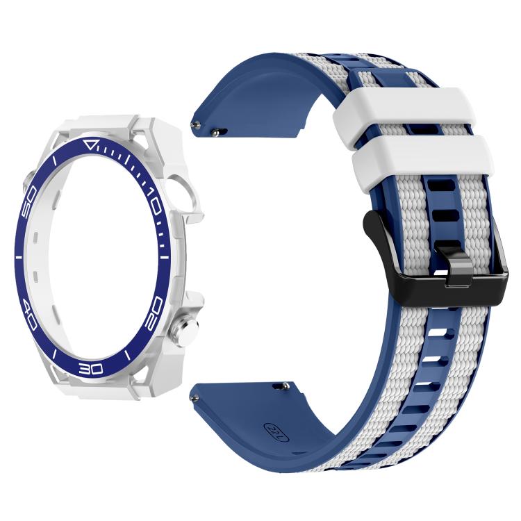 For Huawei Watch 4 Spring Bar Style PC Watch Case Integrated Two Color Silicone Watch Band