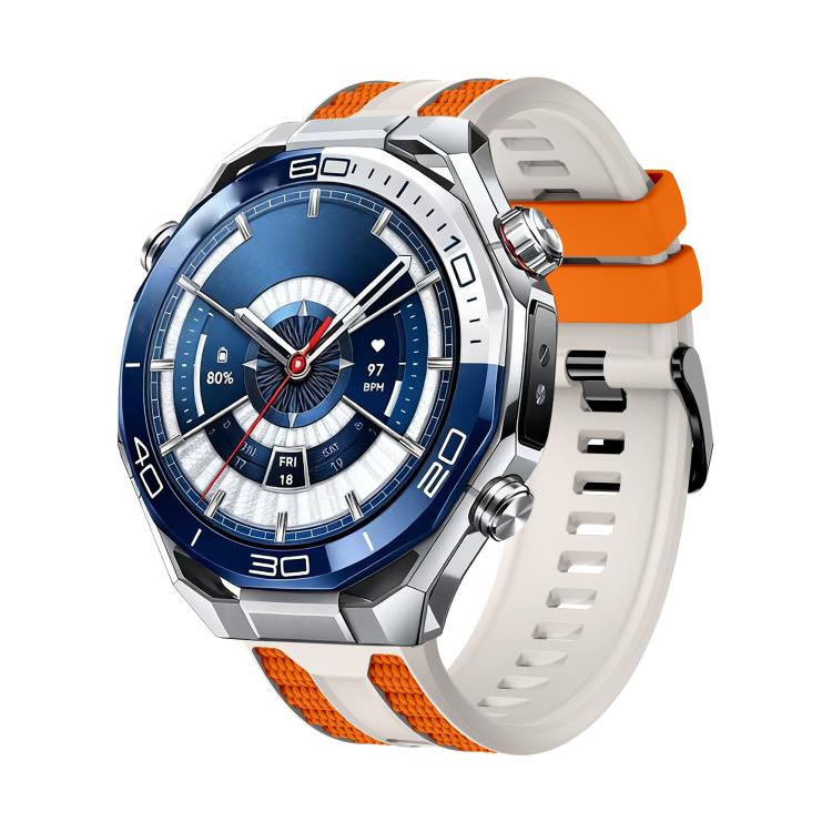 For Huawei Watch 4 Spring Bar Style PC Watch Case Integrated Two Color Silicone Watch Band